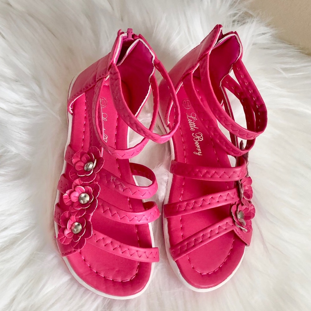 NWOB Little Berry Pink Gladiator Sandals - Picture 3 of 6